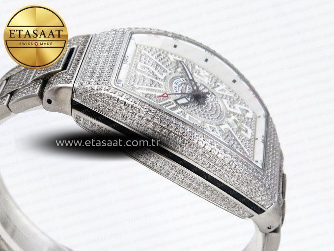 Vanguard SS Full Diamonds ABF Best Edition Diamonds White Dial on Diamonds Bracelet A2824 - Görsel 9