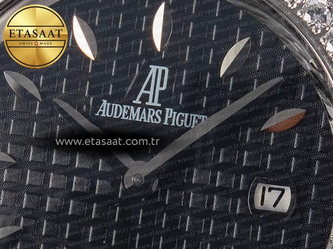 1Royal Oak Offshore Ladies 33mm SS DRF Best Edition Black Dial Diamonds Bezel on Black Leather Strap ETA Quartz - Görsel 10
