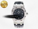 1Royal Oak Offshore Ladies 33mm SS DRF Best Edition Black Dial Diamonds Bezel on Black Leather Strap ETA Quartz - Görsel 3