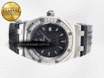 1Royal Oak Offshore Ladies 33mm SS DRF Best Edition Black Dial Diamonds Bezel on Black Leather Strap ETA Quartz - Görsel 9