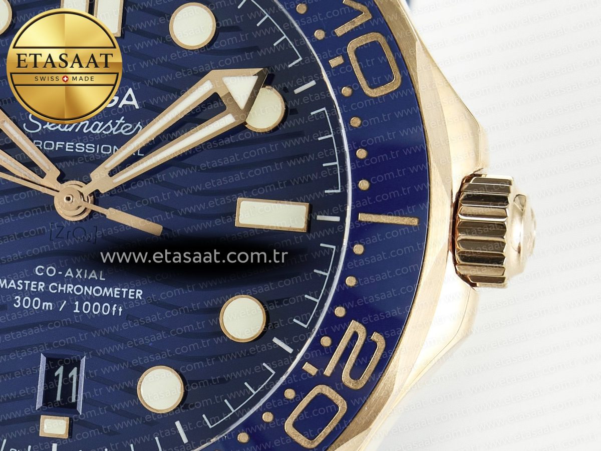 Omega 2018 Seamaster Diver 300M RG Blue Ceramic Blue Dial on Blue A8801 - Görsel 11