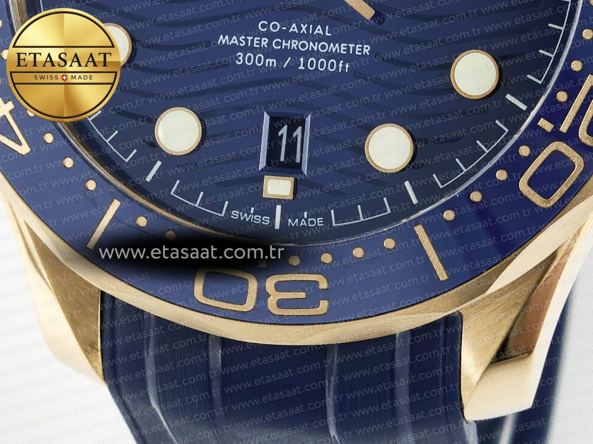 Omega 2018 Seamaster Diver 300M RG Blue Ceramic Blue Dial on Blue A8801 - Görsel 12