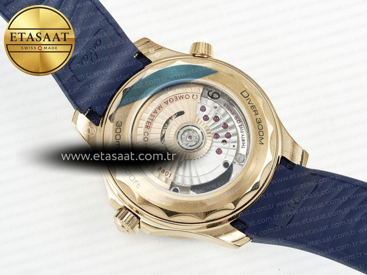 Omega 2018 Seamaster Diver 300M RG Blue Ceramic Blue Dial on Blue A8801 - Görsel 16