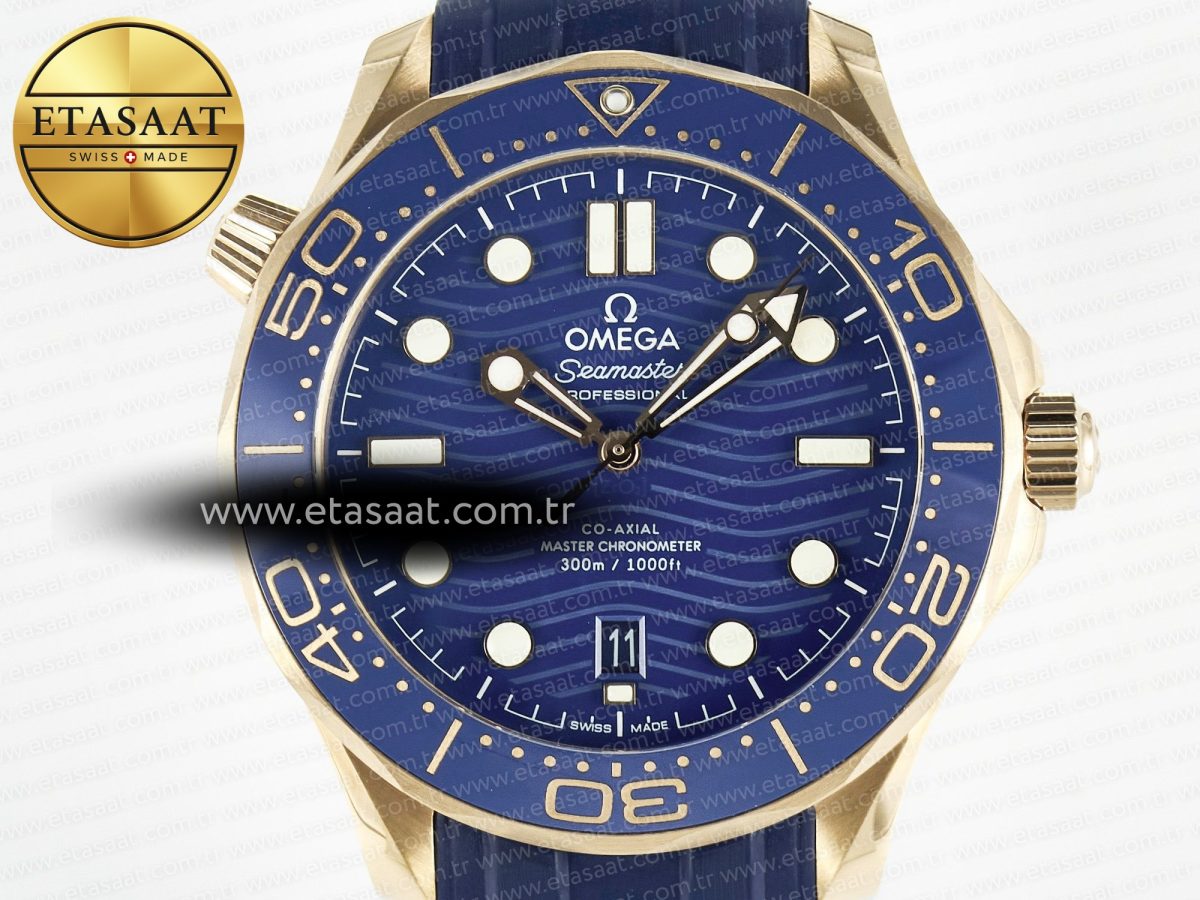 Omega 2018 Seamaster Diver 300M RG Blue Ceramic Blue Dial on Blue A8801 - Görsel 4