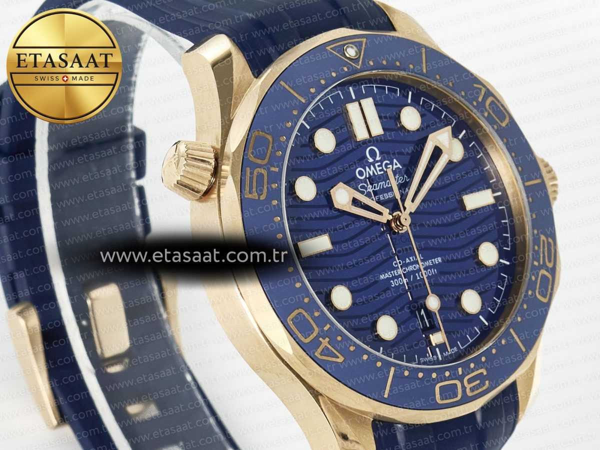 Omega 2018 Seamaster Diver 300M RG Blue Ceramic Blue Dial on Blue A8801 - Görsel 5