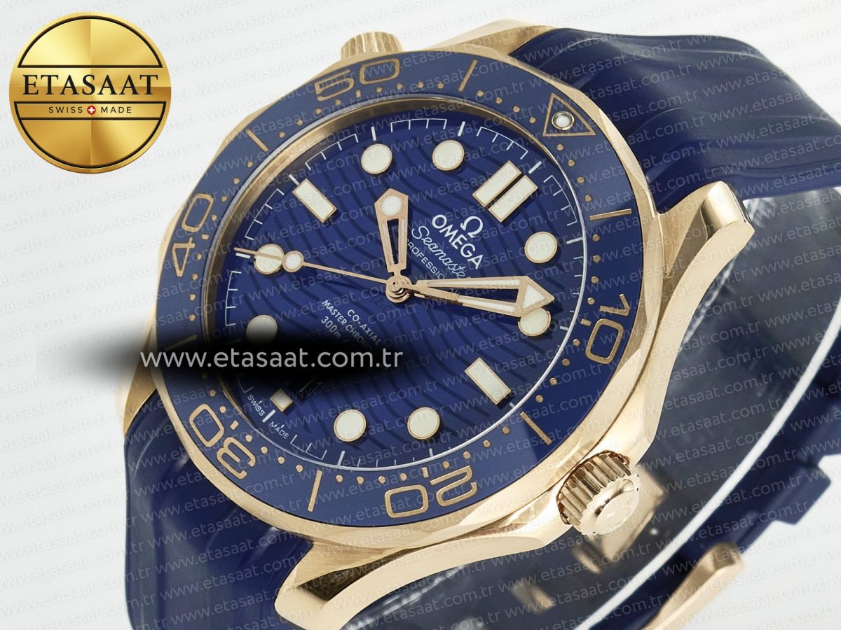 Omega 2018 Seamaster Diver 300M RG Blue Ceramic Blue Dial on Blue A8801 - Görsel 6