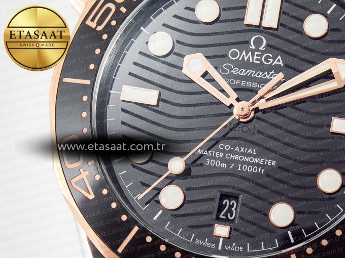 2018 Seamaster Diver 300M SS/RG VSF 1:1 Best Edition RG Bezel Black Dial on SS/RG Bracelet A8800 - Görsel 10