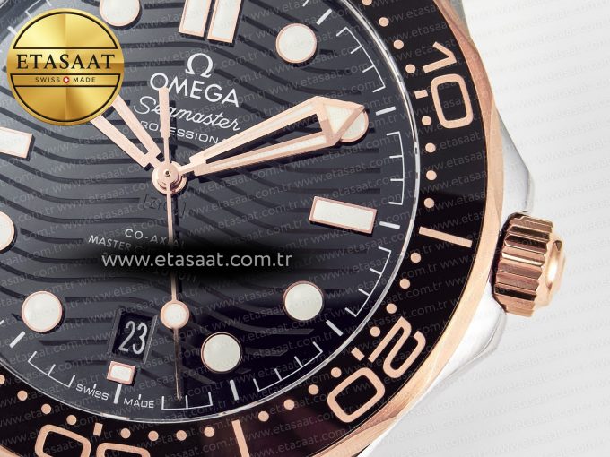 2018 Seamaster Diver 300M SS/RG VSF 1:1 Best Edition RG Bezel Black Dial on SS/RG Bracelet A8800 - Görsel 12