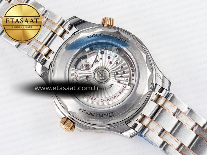 2018 Seamaster Diver 300M SS/RG VSF 1:1 Best Edition RG Bezel Black Dial on SS/RG Bracelet A8800 - Görsel 18