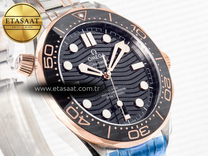 2018 Seamaster Diver 300M SS/RG VSF 1:1 Best Edition RG Bezel Black Dial on SS/RG Bracelet A8800 - Görsel 5