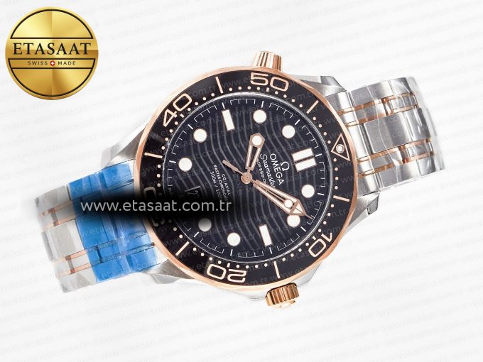 2018 Seamaster Diver 300M SS/RG VSF 1:1 Best Edition RG Bezel Black Dial on SS/RG Bracelet A8800 - Görsel 8