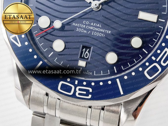 2018 Seamaster Diver 300M VSF 1:1 Best Edition Blue Ceramic Blue Dial on SS Bracelet A8800 V2 - Görsel 13