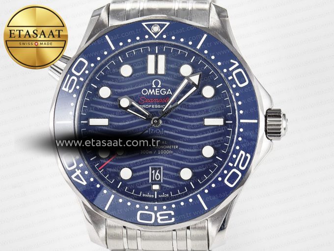 2018 Seamaster Diver 300M VSF 1:1 Best Edition Blue Ceramic Blue Dial on SS Bracelet A8800 V2 - Görsel 4