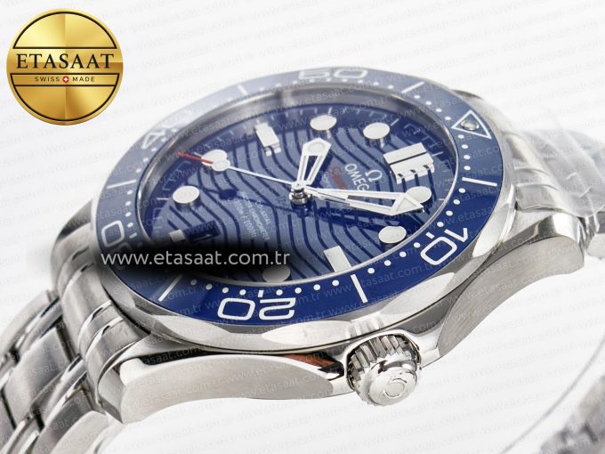 2018 Seamaster Diver 300M VSF 1:1 Best Edition Blue Ceramic Blue Dial on SS Bracelet A8800 V2 - Görsel 6