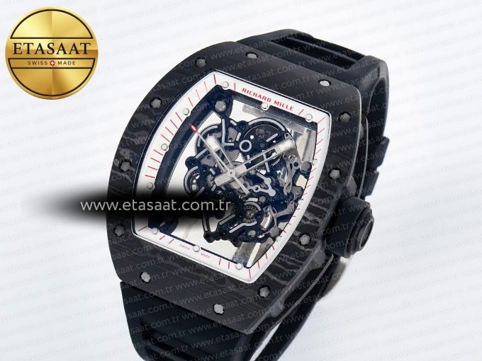 7RM055 Ti/NTPT UOKF 1:1 Best Edition White/Red Inner Bezel White Crown on Black Rubber Strap RMUL2 Super Clone - Görsel 1