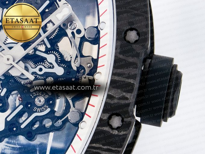 7RM055 Ti/NTPT UOKF 1:1 Best Edition White/Red Inner Bezel White Crown on Black Rubber Strap RMUL2 Super Clone - Görsel 11