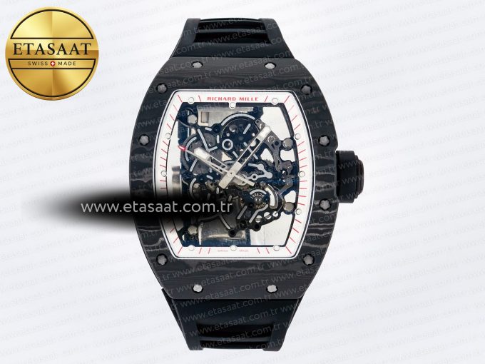 7RM055 Ti/NTPT UOKF 1:1 Best Edition White/Red Inner Bezel White Crown on Black Rubber Strap RMUL2 Super Clone - Görsel 3