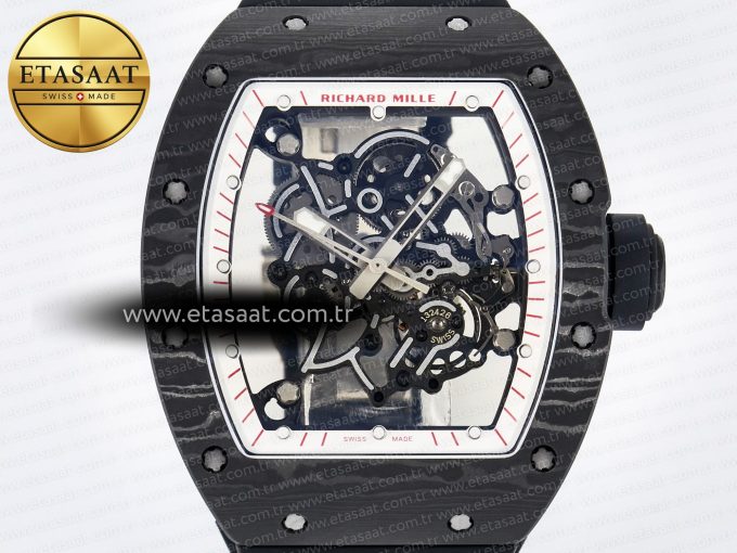 7RM055 Ti/NTPT UOKF 1:1 Best Edition White/Red Inner Bezel White Crown on Black Rubber Strap RMUL2 Super Clone - Görsel 4