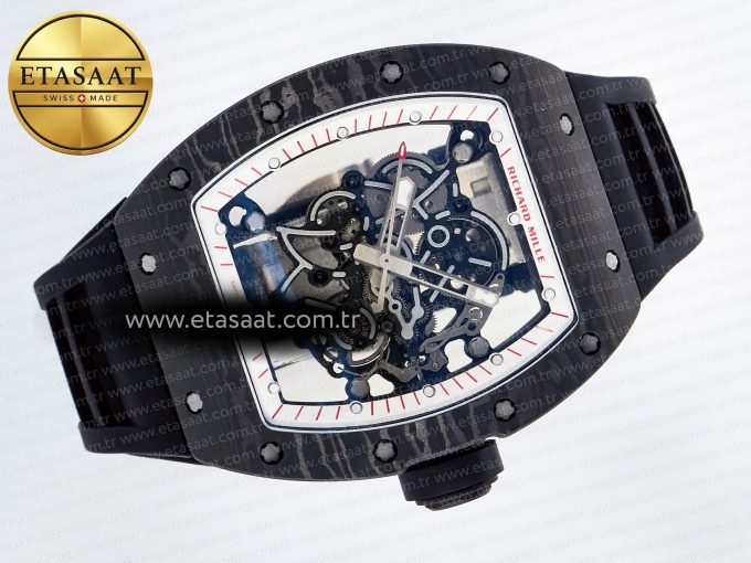 7RM055 Ti/NTPT UOKF 1:1 Best Edition White/Red Inner Bezel White Crown on Black Rubber Strap RMUL2 Super Clone - Görsel 8