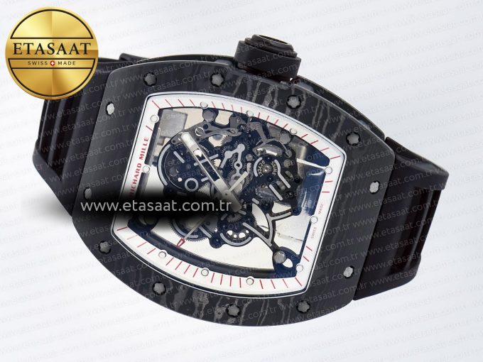 7RM055 Ti/NTPT UOKF 1:1 Best Edition White/Red Inner Bezel White Crown on Black Rubber Strap RMUL2 Super Clone - Görsel 9