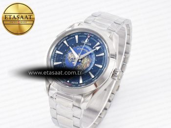 Aqua Terra 150M 43mm Worldtimer 24 VSF 1:1 Best Edition Blue Dial on SS Bracelet A8938 Super Clone