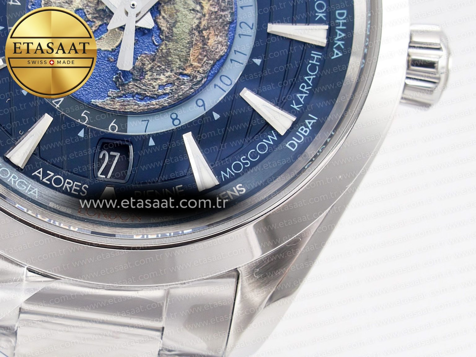 Aqua Terra 150M 43mm Worldtimer 24 VSF 1:1 Best Edition Blue Dial on SS Bracelet A8938 Super Clone - Görsel 12