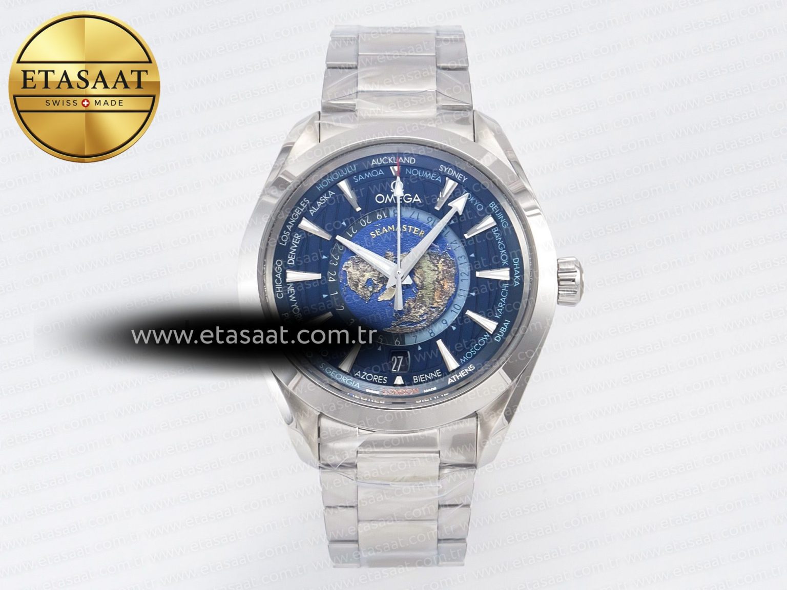 Aqua Terra 150M 43mm Worldtimer 24 VSF 1:1 Best Edition Blue Dial on SS Bracelet A8938 Super Clone - Görsel 3