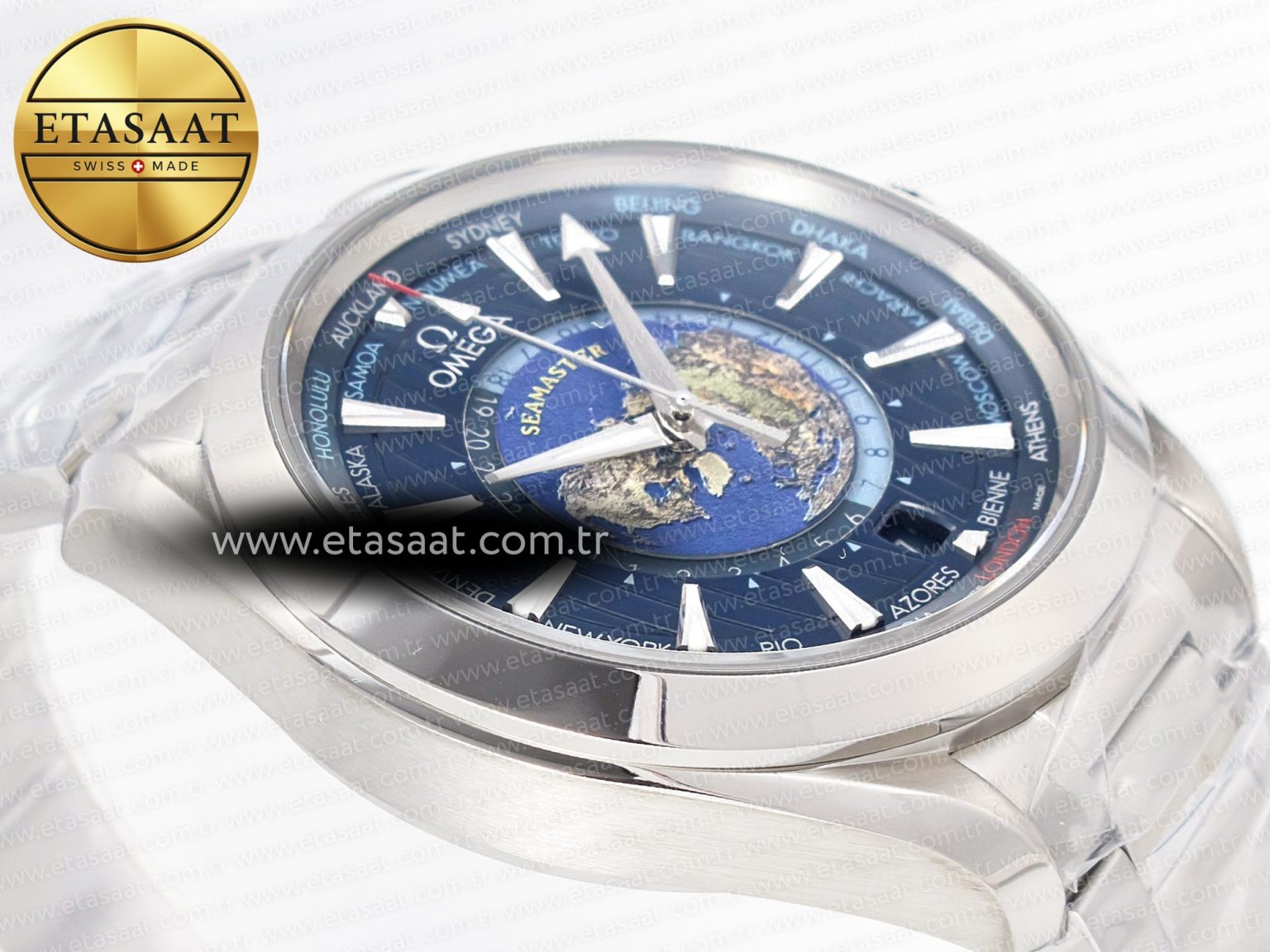 Aqua Terra 150M 43mm Worldtimer 24 VSF 1:1 Best Edition Blue Dial on SS Bracelet A8938 Super Clone - Görsel 7