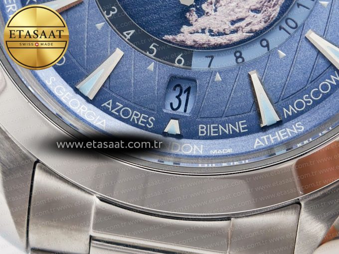 Aqua Terra 150M 43mm Worldtimer 24 VSF 1:1 Best Edition Summer Blue Dial on SS Bracelet A8938 Super Clone - Görsel 12
