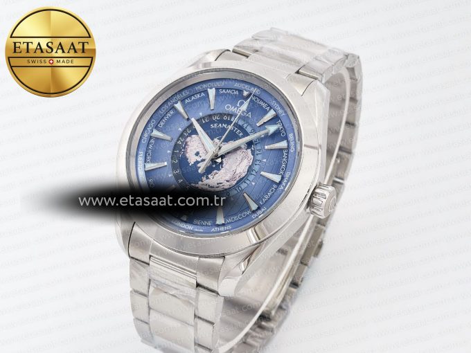 Aqua Terra 150M 43mm Worldtimer 24 VSF 1:1 Best Edition Summer Blue Dial on SS Bracelet A8938 Super Clone - Görsel 2