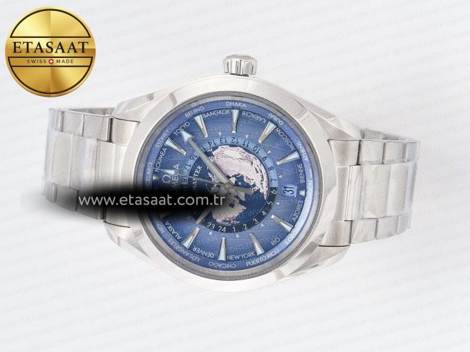 Aqua Terra 150M 43mm Worldtimer 24 VSF 1:1 Best Edition Summer Blue Dial on SS Bracelet A8938 Super Clone - Görsel 9