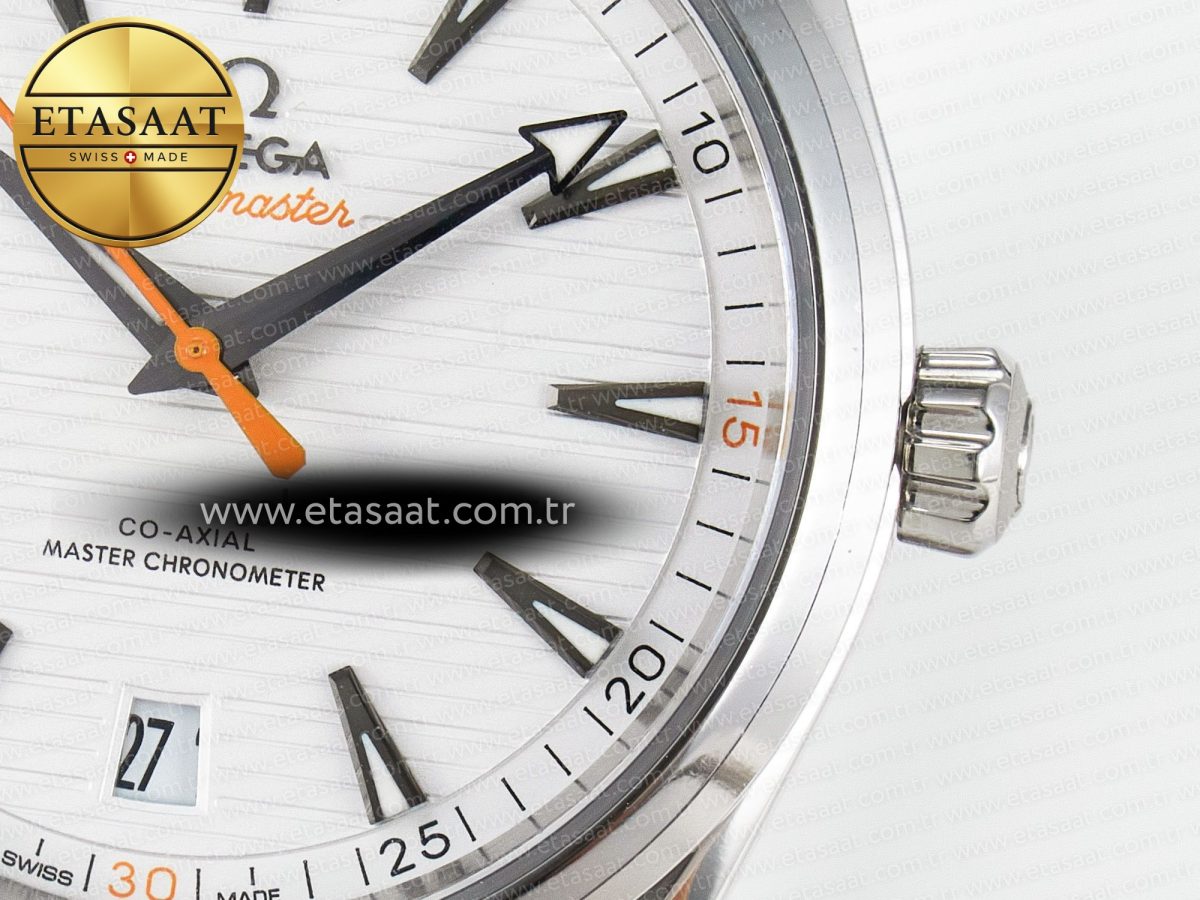 Aqua Terra 150M Master Chronometers VSF 1:1 Best Edition White Dial Orange Hand on SS Bracelet A8900 Super Clone - Görsel 11