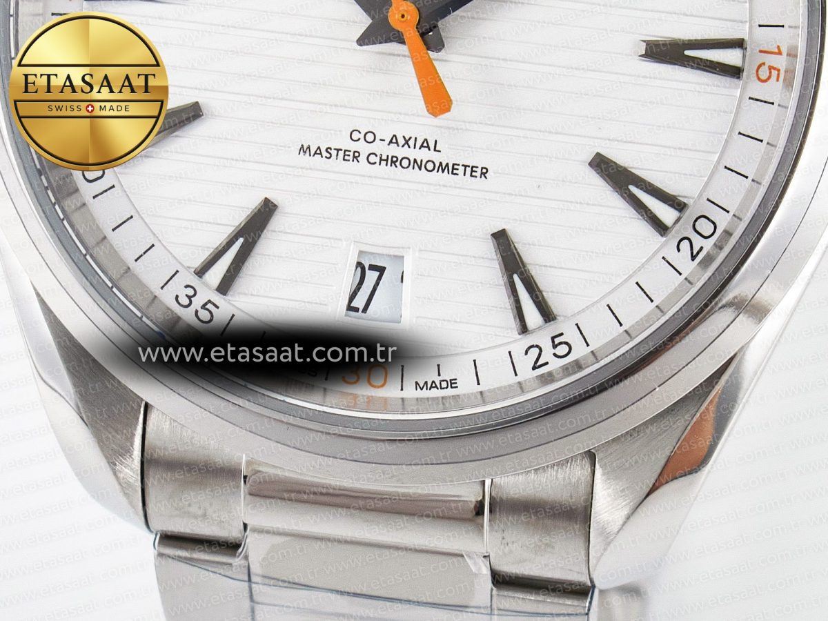 Aqua Terra 150M Master Chronometers VSF 1:1 Best Edition White Dial Orange Hand on SS Bracelet A8900 Super Clone - Görsel 12