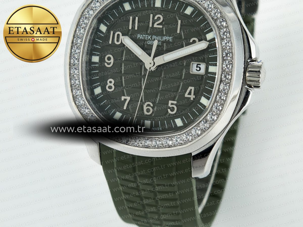 Aquanaut 5267 SS PPF 1:1 Best Edition Green Textured Dial On Green Rubber Strap Ronda Quartz - Görsel 12