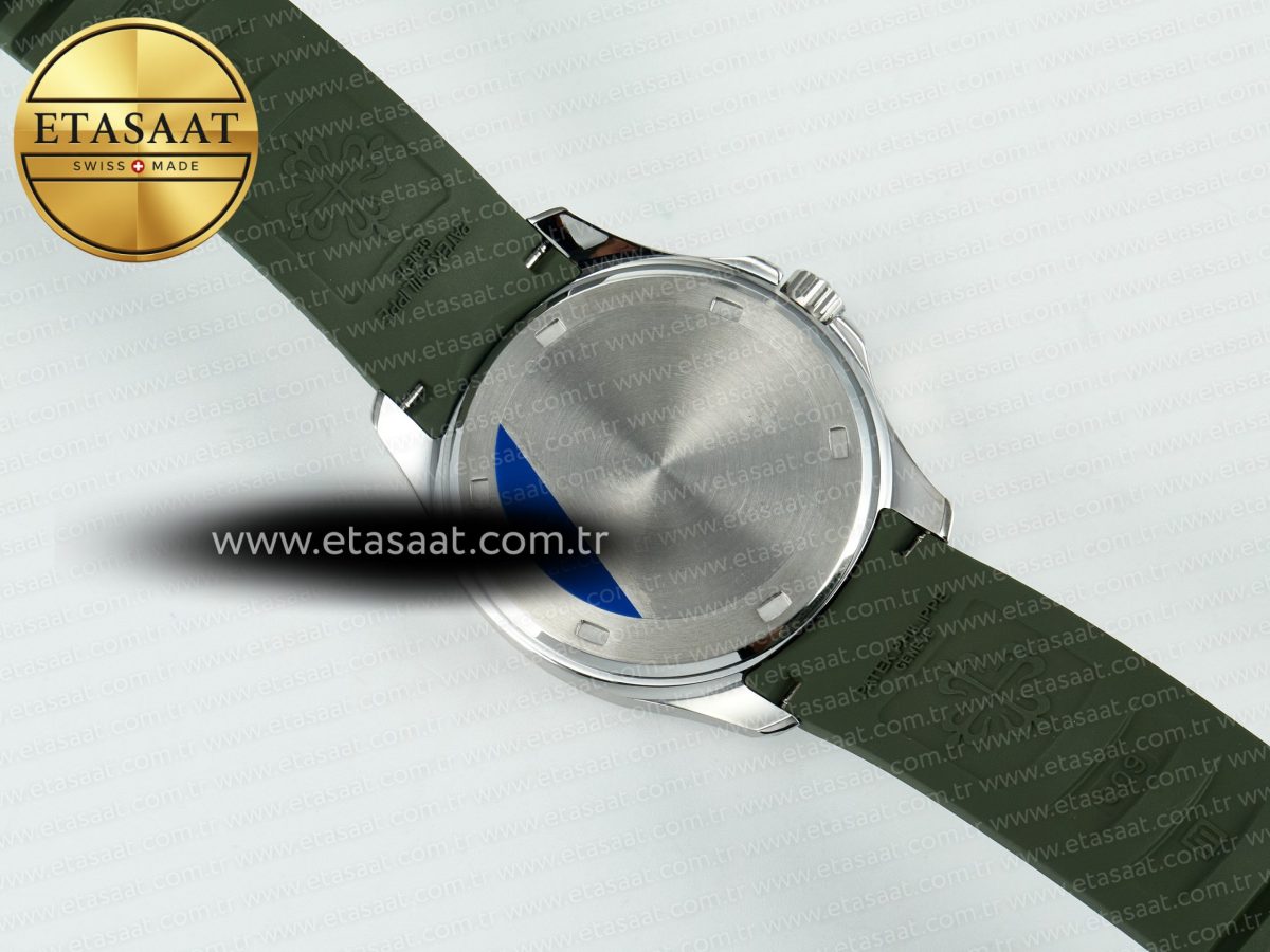 Aquanaut 5267 SS PPF 1:1 Best Edition Green Textured Dial On Green Rubber Strap Ronda Quartz - Görsel 16