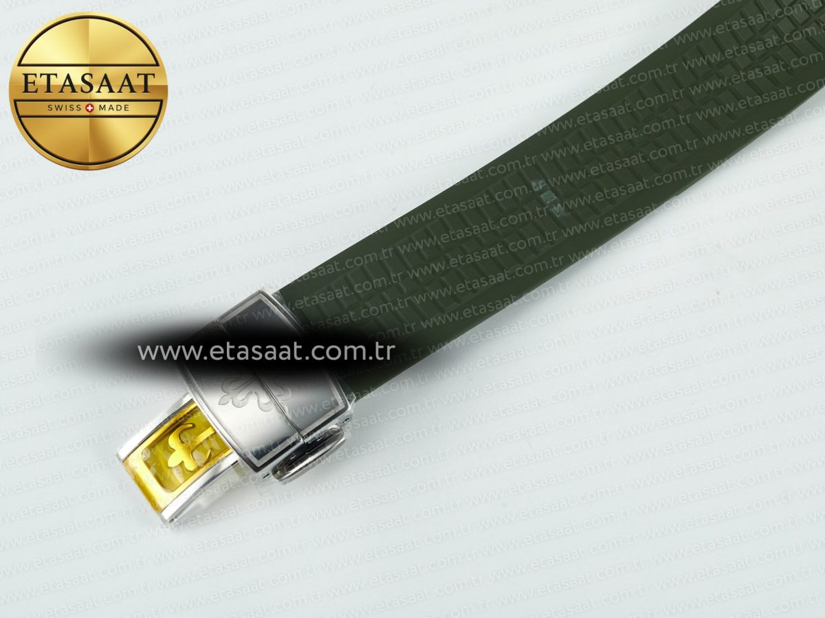 Aquanaut 5267 SS PPF 1:1 Best Edition Green Textured Dial On Green Rubber Strap Ronda Quartz - Görsel 18