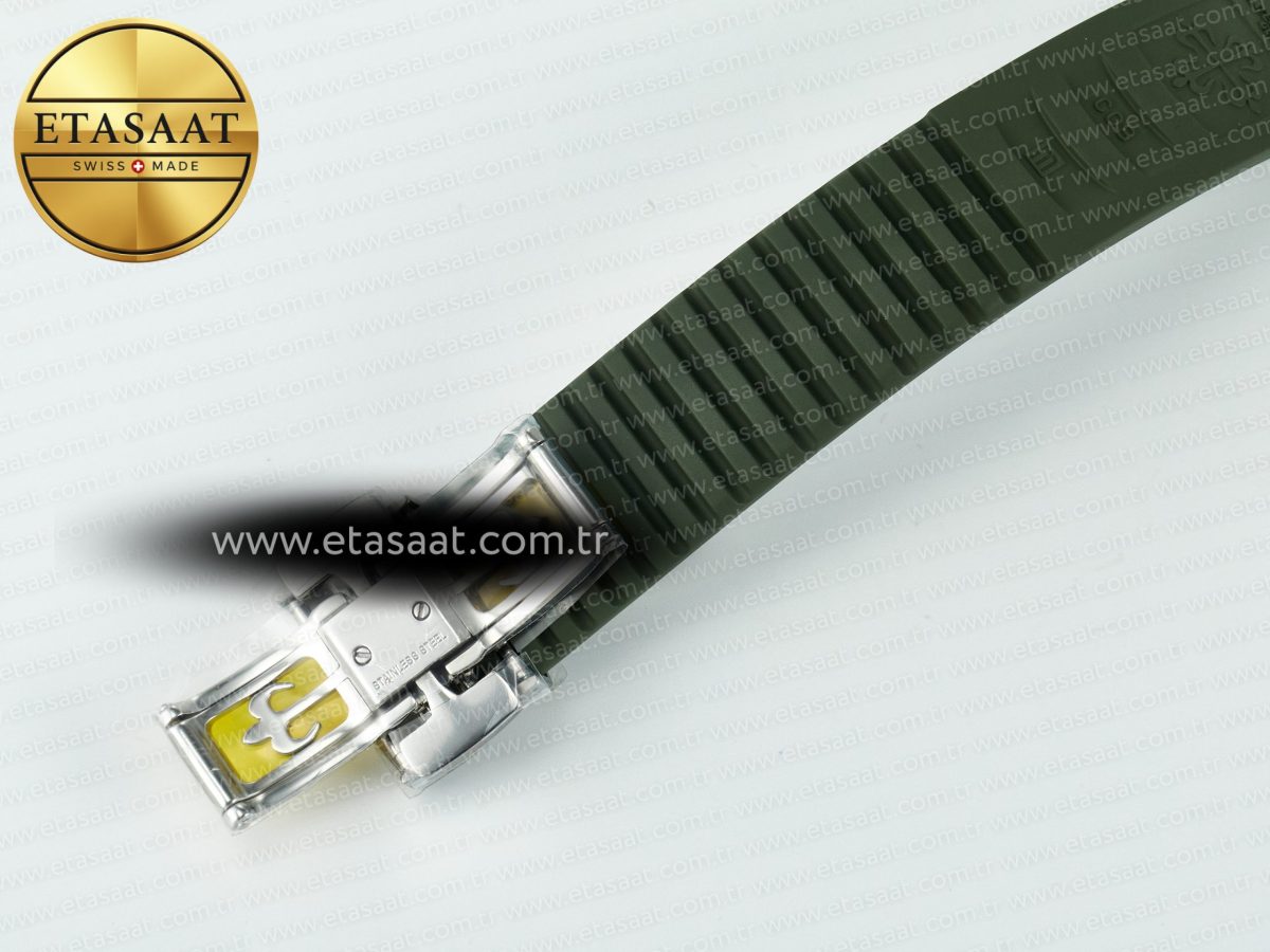 Aquanaut 5267 SS PPF 1:1 Best Edition Green Textured Dial On Green Rubber Strap Ronda Quartz - Görsel 19