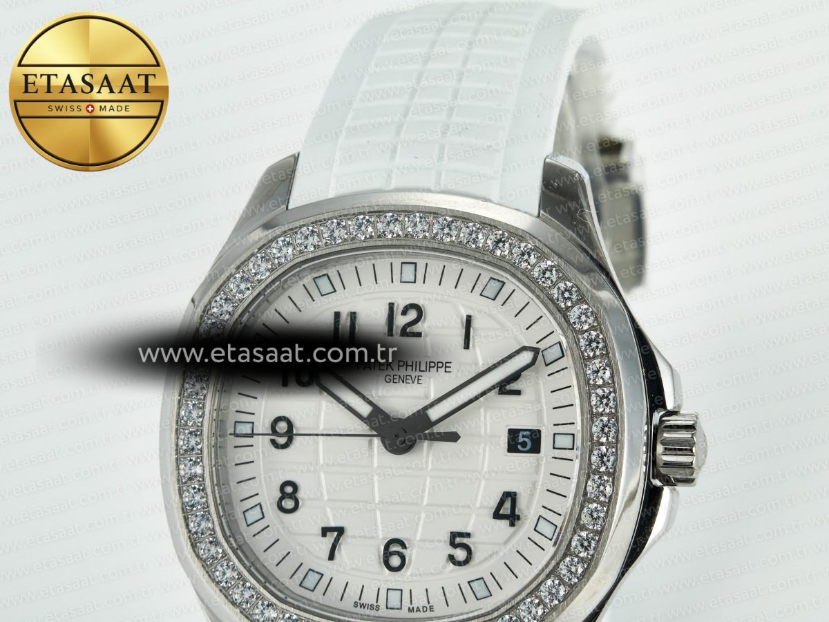 Aquanaut 5267 SS PPF 1:1 Best Edition White Textured Dial On White Rubber Strap Ronda Quartz - Görsel 10