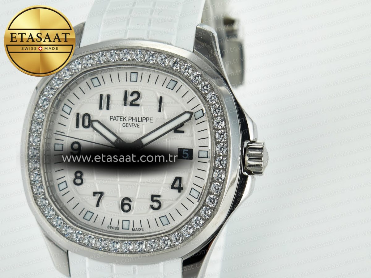Aquanaut 5267 SS PPF 1:1 Best Edition White Textured Dial On White Rubber Strap Ronda Quartz - Görsel 11