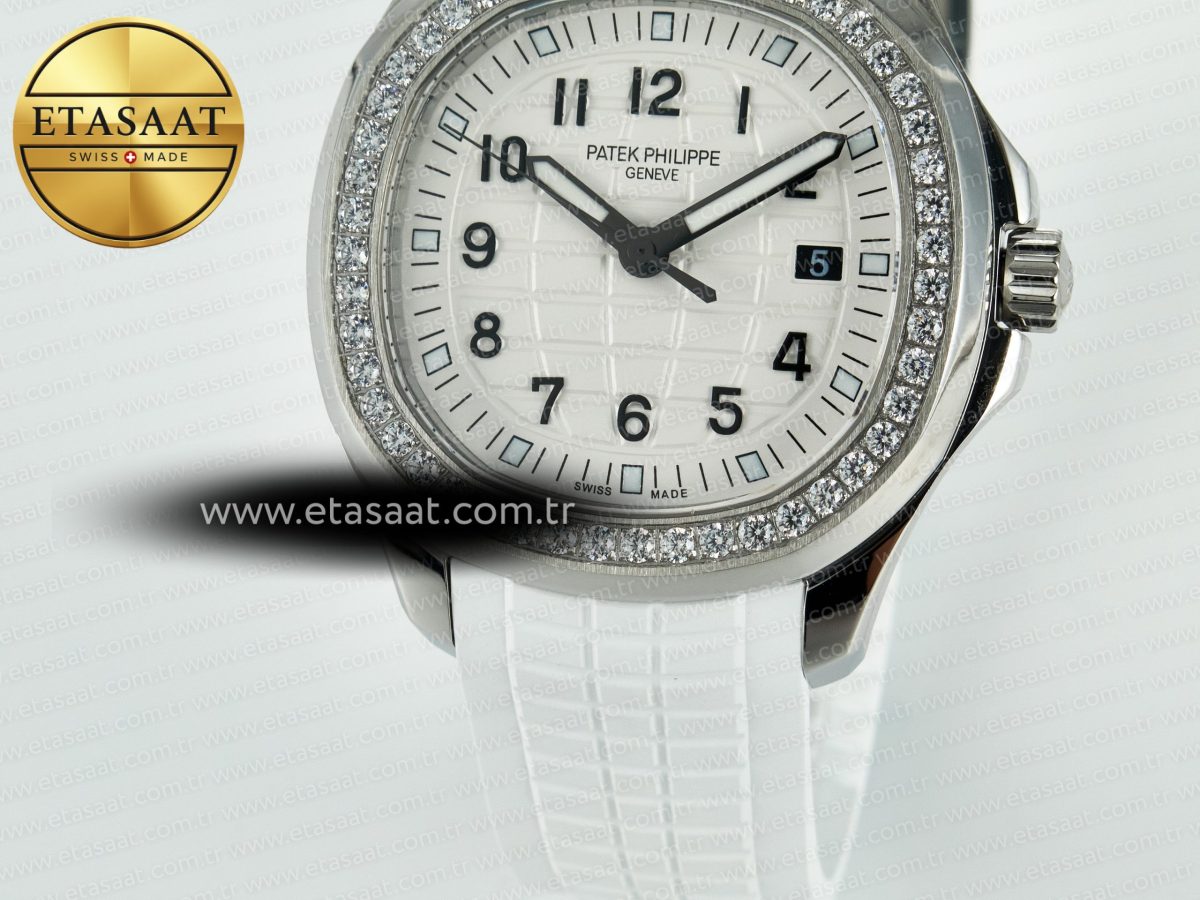 Aquanaut 5267 SS PPF 1:1 Best Edition White Textured Dial On White Rubber Strap Ronda Quartz - Görsel 12