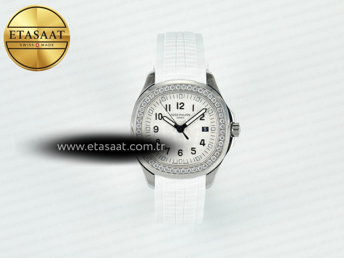 Aquanaut 5267 SS PPF 1:1 Best Edition White Textured Dial On White Rubber Strap Ronda Quartz - Görsel 3