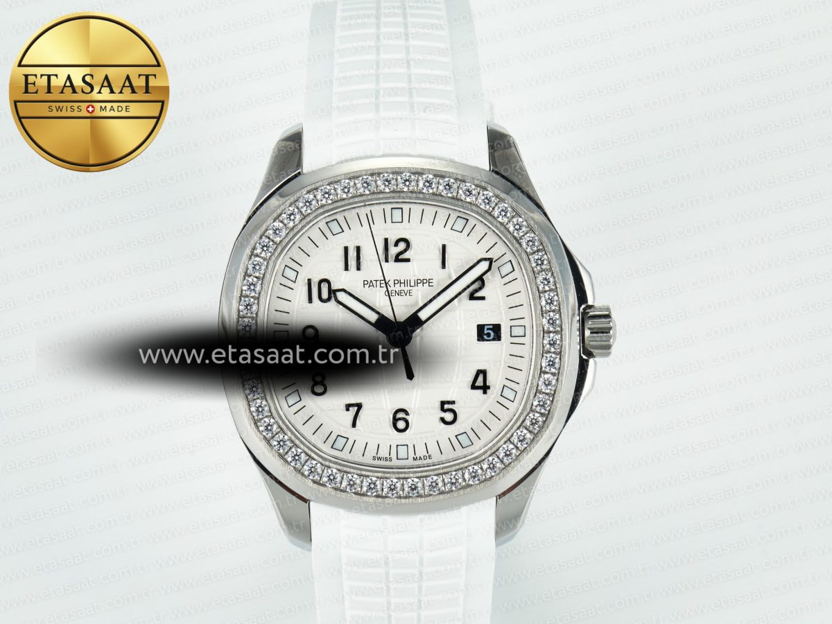 Aquanaut 5267 SS PPF 1:1 Best Edition White Textured Dial On White Rubber Strap Ronda Quartz - Görsel 4