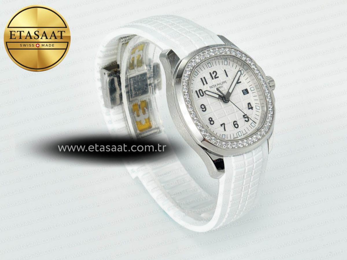Aquanaut 5267 SS PPF 1:1 Best Edition White Textured Dial On White Rubber Strap Ronda Quartz - Görsel 5
