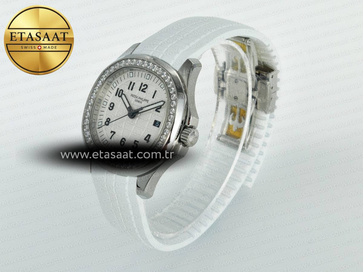 Aquanaut 5267 SS PPF 1:1 Best Edition White Textured Dial On White Rubber Strap Ronda Quartz - Görsel 6