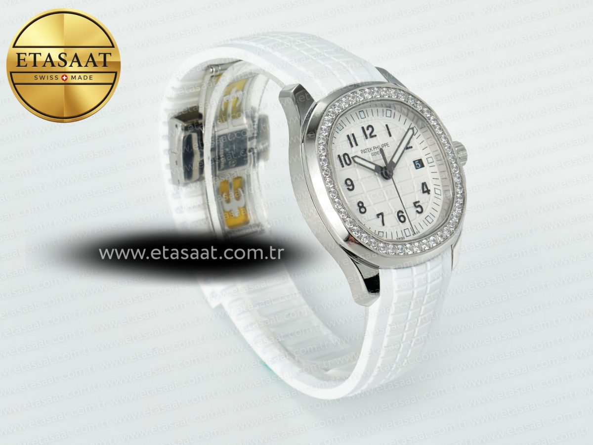 Aquanaut 5267 SS PPF 1:1 Best Edition White Textured Dial On White Rubber Strap Ronda Quartz - Görsel 7