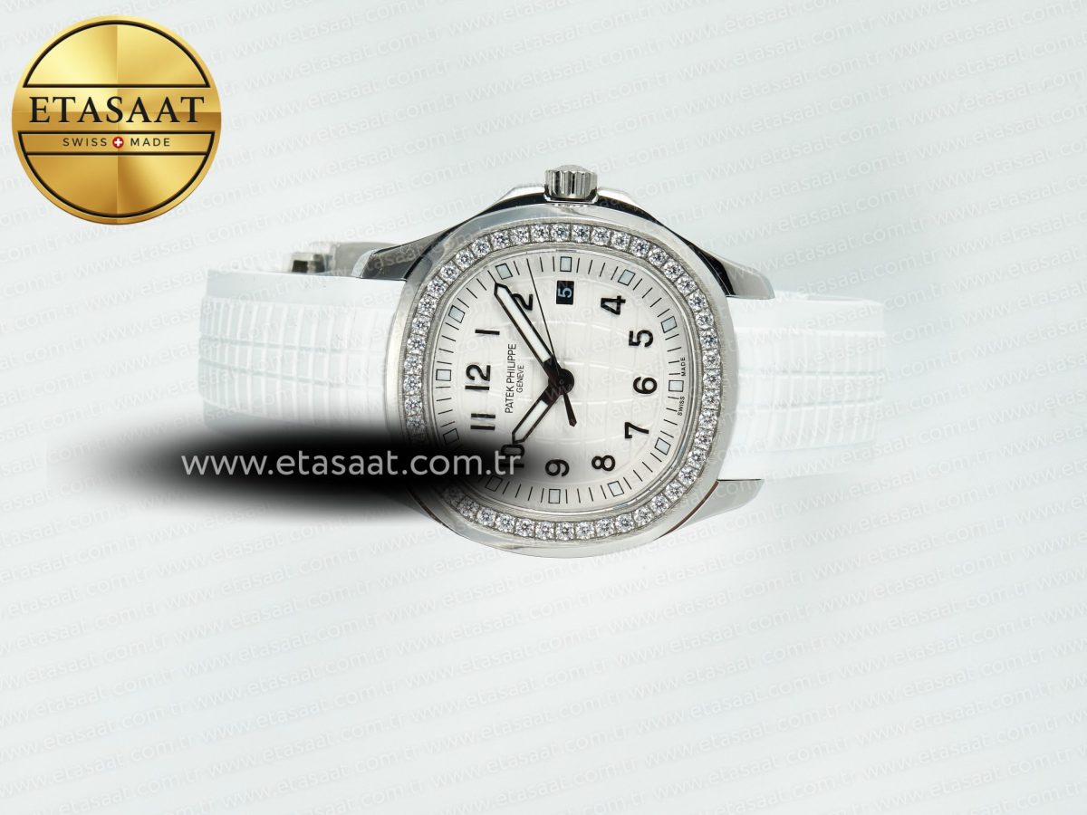 Aquanaut 5267 SS PPF 1:1 Best Edition White Textured Dial On White Rubber Strap Ronda Quartz - Görsel 8