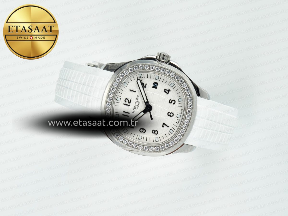 Aquanaut 5267 SS PPF 1:1 Best Edition White Textured Dial On White Rubber Strap Ronda Quartz - Görsel 9