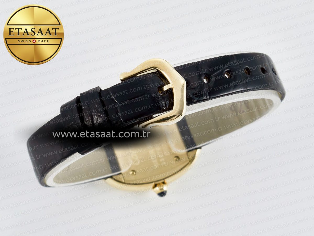 Baignoire De Cartier YG DRF 1:1 Best Edition Silver Dial on Black Leather Strap Swiss Quartz - Görsel 14