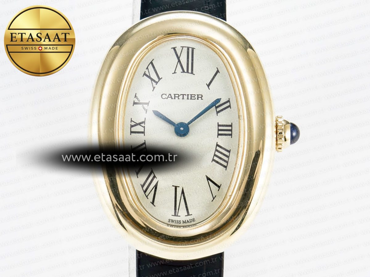 Baignoire De Cartier YG DRF 1:1 Best Edition Silver Dial on Black Leather Strap Swiss Quartz - Görsel 4