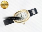 Baignoire De Cartier YG DRF 1:1 Best Edition Silver Dial on Black Leather Strap Swiss Quartz - Görsel 8